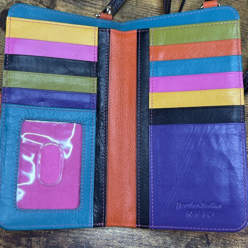 Original Prym Crossbody Leather Purse/Wallet RFID Colorful Genuine Leather